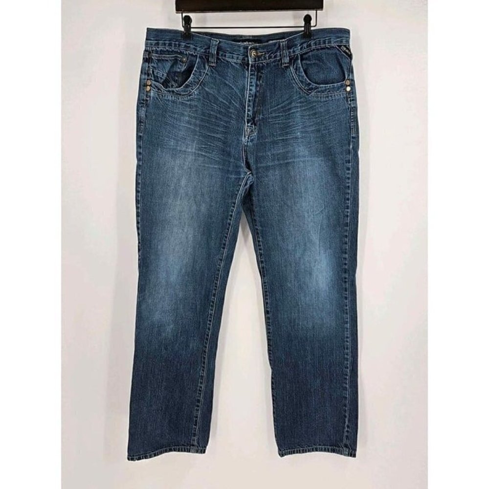 Ecko Unltd Straight Fit Defined by Design Mens Med Wash Jeans Sz 40/33